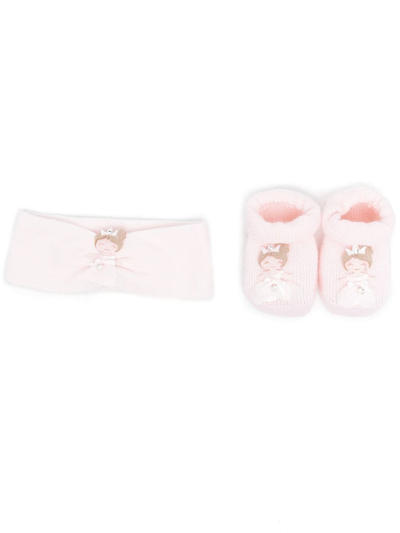 La Perla Babies' Embellished Booties & Headband Set In Pink