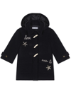 DOLCE & GABBANA SEQUIN-DETAIL EMBROIDERED DUFFLE COAT