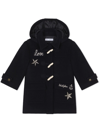 Dolce & Gabbana Sequin-detail Embroidered Duffle Coat In Black