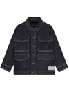 DOLCE & GABBANA CONTRAST-STITCHING LOGO-PATCH DENIM JACKET