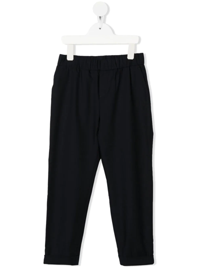 Emporio Armani Kids' High-rise Straight-leg Trousers In Blue