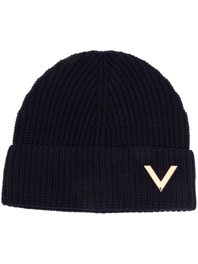 Valentino Garavani Vgold Cashmere Beanie In Black