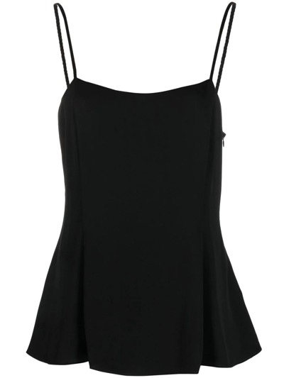 Theory Flared Braided-strap Tank Top In Black