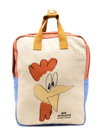 Bobo Choses Kids' Illustration-print Cotton Backpack In Beige