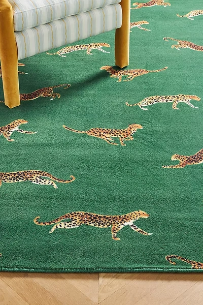 Anthropologie Cheetah Rug In Green