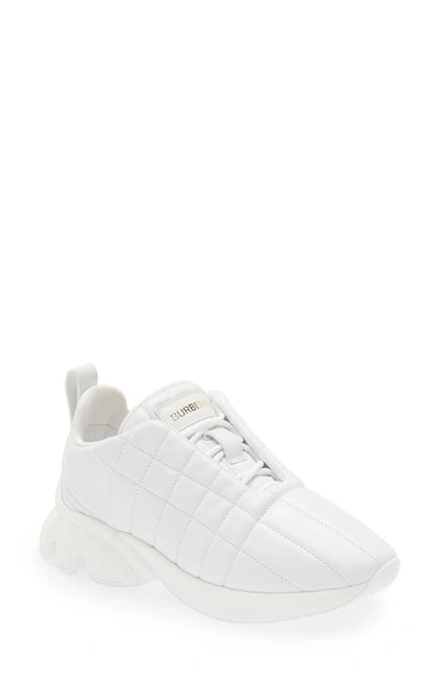 Burberry Axburton Quilted Leather Sneakers In White