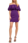 Endless Rose Off The Shoulder Minidress In Purple