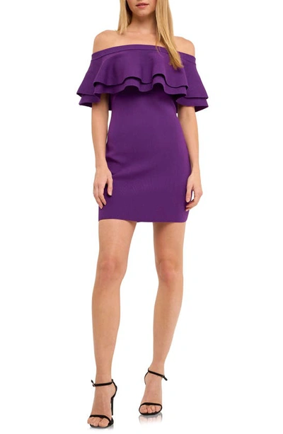 Endless Rose Off The Shoulder Minidress In Purple