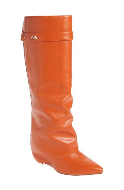 Azalea Wang Melina Pointy Toe Boot In Orange