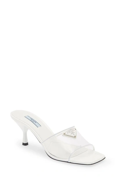 Prada Ciabatte Clear Slide Sandal In Bianco ModeSens