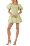 Free The Roses Floral Smocked Puff Sleeve Minidress In Yellow Multi