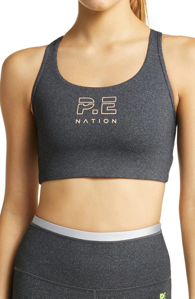 P.e Nation Reaction Multi-strap Stretch-jersey Bra In Charcoal Marl