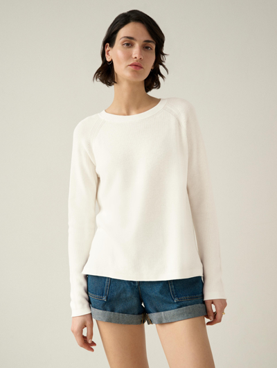 White + Warren Cotton Silk Ribbed Crewneck Top In White