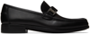 Ferragamo Crown Loafer In Saffiano Leather With Double Hook In Black
