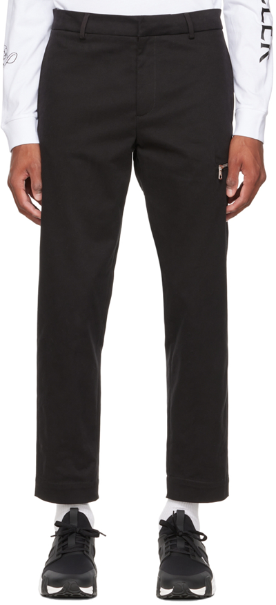 Moncler Black Zip Pocket Trousers In 999 Black