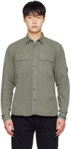 C.p. Company Green Jacket With Classic Collar And Logo Patch On The Sleeve In 669 Thyme