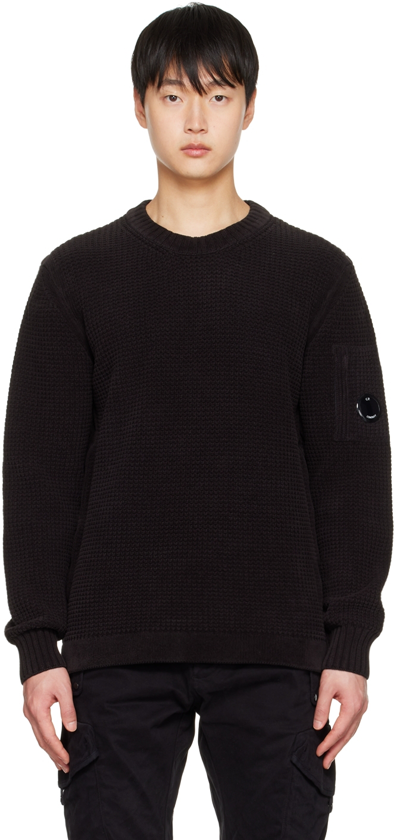 C.p. Company Black Textured Sweater In 999 Black