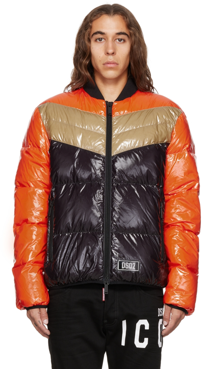 Dsquared2 Logo Quilted Down Jacket In Black