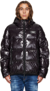 Dsquared2 Black Down Jacket With Logo Patch On The Front In Tech Fabric Man In 900 Black