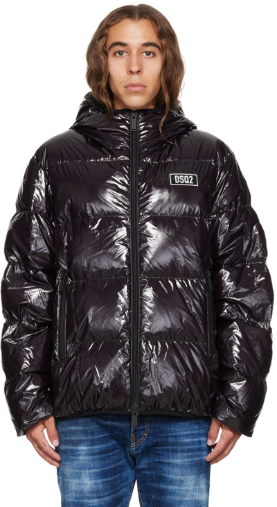 Dsquared2 Logo Patch Puffer Jacket In Black