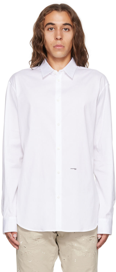 Dsquared2 Stretch-cotton Tuxedo Shirt In White
