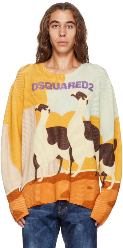 Dsquared2 Llama Country Knitted Jumper In Gelb