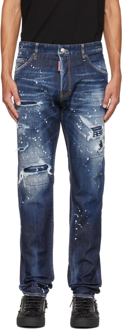 Dsquared2 Blue Bleached Cool Guy Jeans In 470 Blue Navy