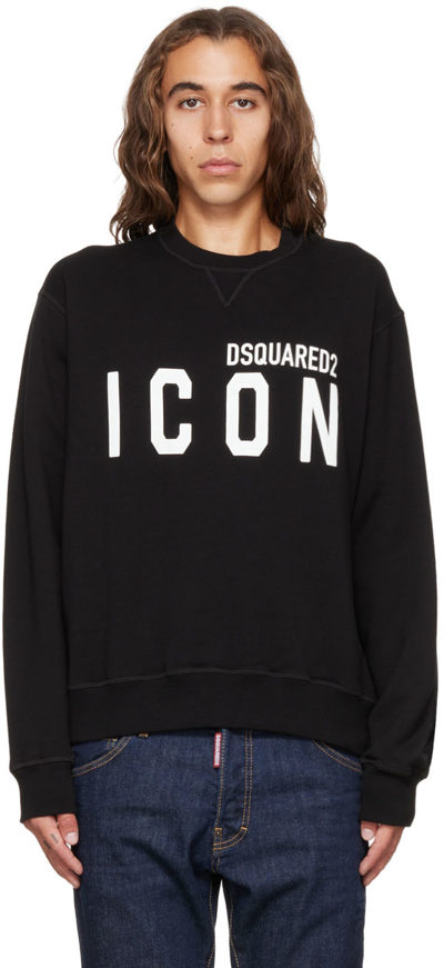 Dsquared2 Cotton Icon Logo Sweatshirt In Black
