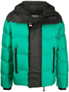 Dsquared2 Zip-pockets Hooded Padded Jacket In Green