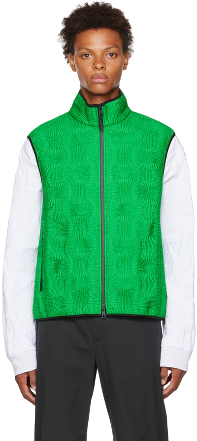 Bottega Veneta Intreccio Funnel-neck Regular-fit Woven Gilet In Parakeet