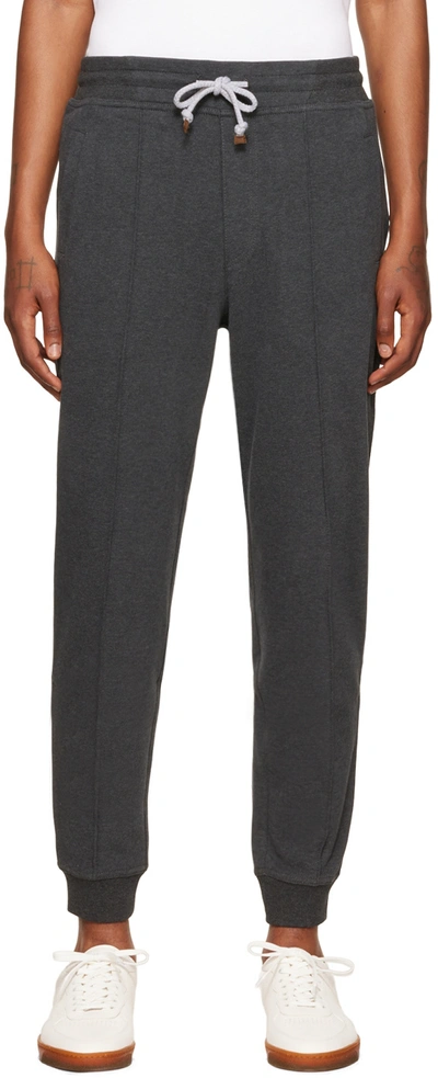Brunello Cucinelli Grey Crête Lounge Trousers In C8127 Anthracite