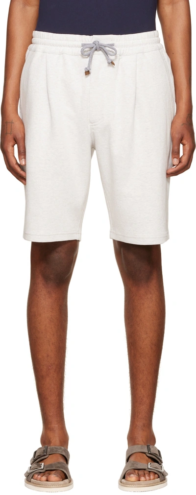 Brunello Cucinelli Elasticated-drawstring Waist Shorts In White