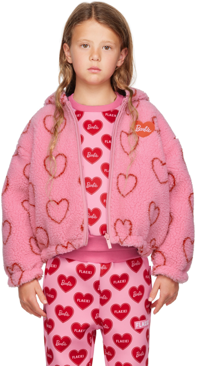 Flakiki Ssense Exclusive Kids Pink Reversible Barbie Fleece Hooded Jacket