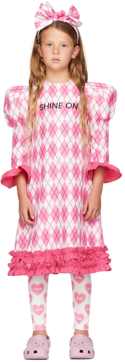 Flakiki Ssense Exclusive Kids Pink & White Barbie Argyle Dress