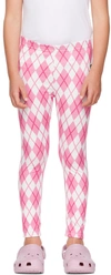 Flakiki Ssense Exclusive Kids Pink & White Barbie Edition Argyle Lounge Pants In Pink