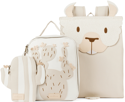 Coco Village Kids Off-white Llama Story Backpack Set In Animal