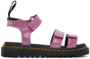 DR. MARTENS' KIDS PINK KLAIRE GLITTER BIG KIDS SANDALS