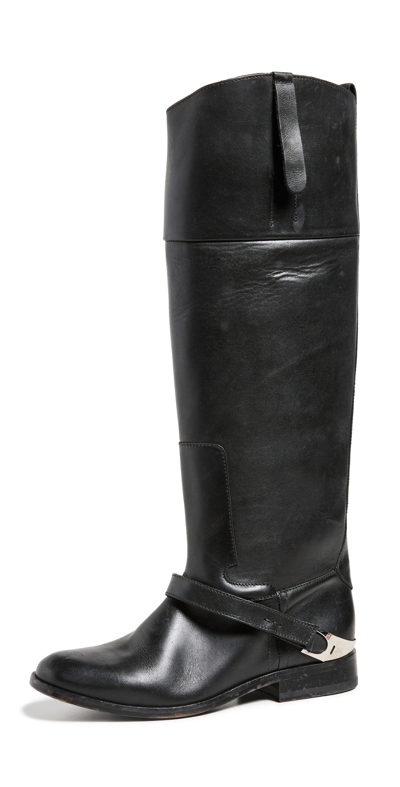 Golden Goose Charlie Knee-high Leather Boots In Black