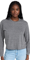 MOTHER THE SLOUCHY CUT OFF TEE HEATHER GREY