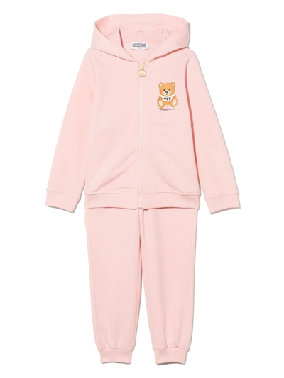 Moschino Babies' Teddy Bear 印花棉运动套装 In Pink