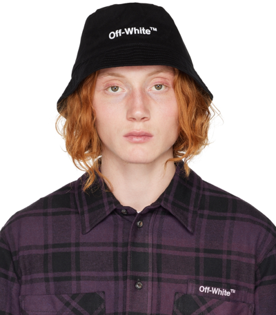 Off-white Helvetica Logo-print Bucket Hat In Black