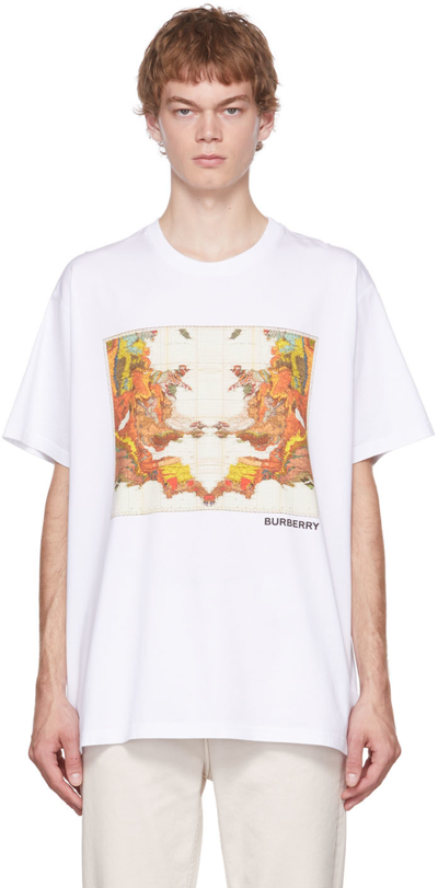 Burberry Cotton Map Print Oversized T-shirt In White