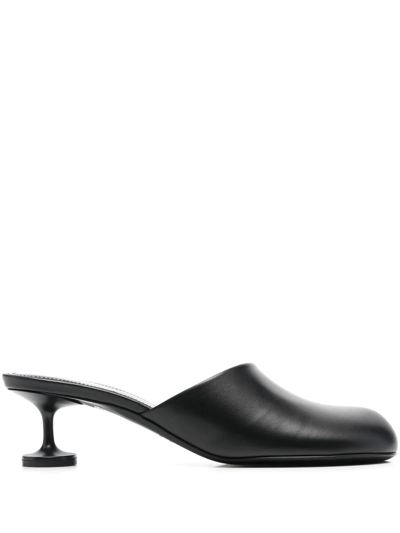 Balenciaga Lady Leather Kitten-heel Mules In Black