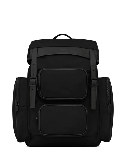 Saint Laurent City Multi-pocket Backpack In Black