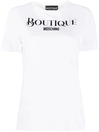 Boutique Moschino Logo印花t恤 In White