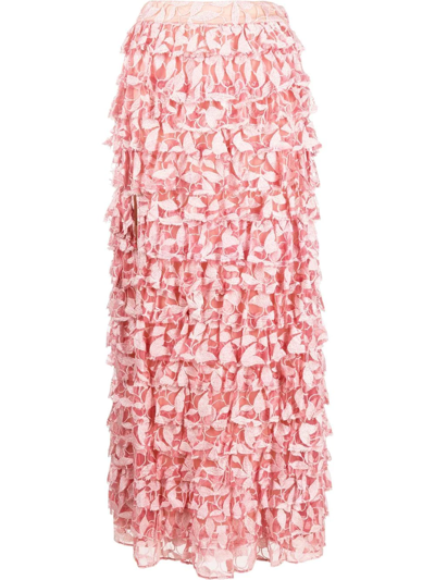 Magda Butrym High-waisted Ruffle Skirt In Pink