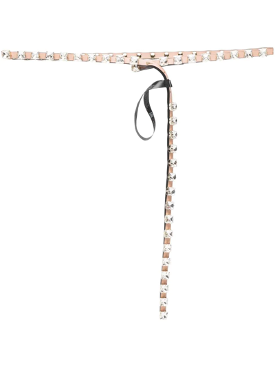 Dorothee Schumacher Thin Crystal-embellished Belt In Pink