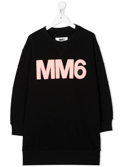 Mm6 Maison Margiela Kids' Logo-print Sweatshirt Dress In Black