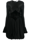 Rabanne Pleated Flared Minidress In Black