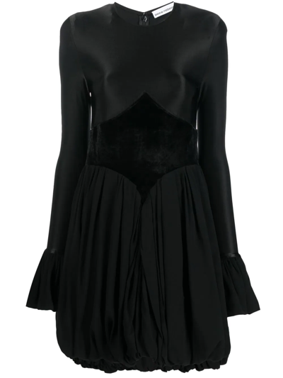 Paco Rabanne Woman Short Dress In Black Jersey With Velvet Insert